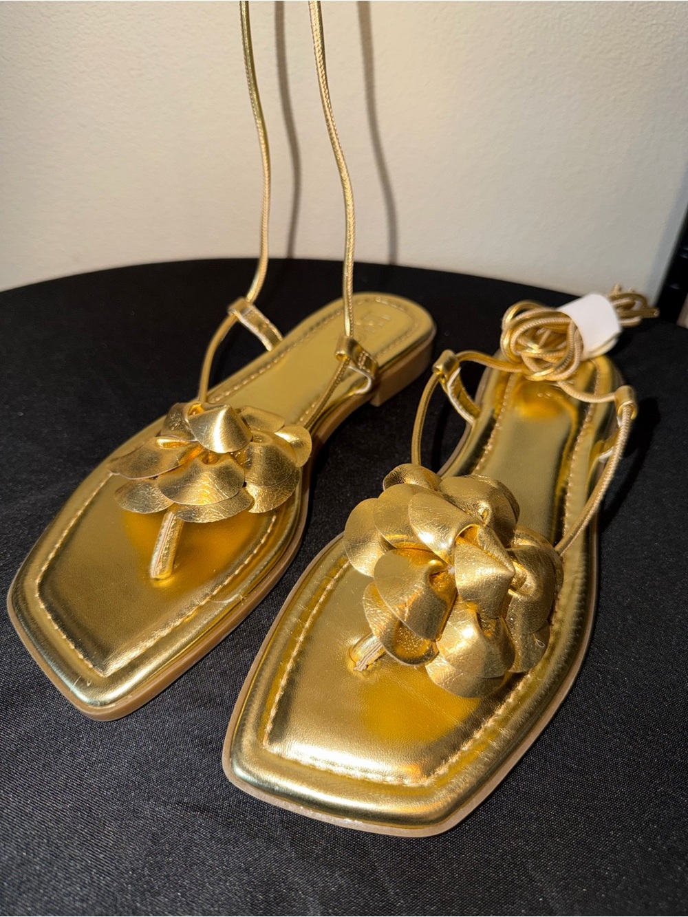I.N.C. Floral Thong Sandals - Metallic Gold